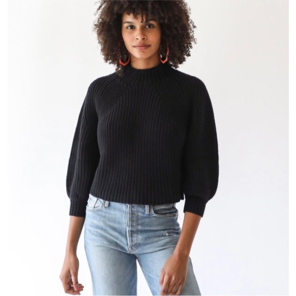 Apiece Apart cotton and cashmere merel funnel neck sweater in black NWT - Picture 1 of 6
